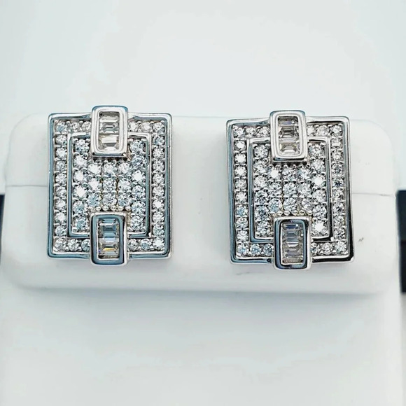 "925 Sterling Silver Cubic Zirconia Earrings, UU1P6A6069 - Picture 6 of 10